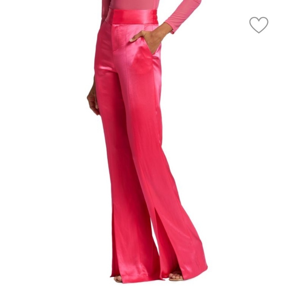 NWT Alice + Olivia Elegant Pink Women's satin Pants - Picture 4 of 13